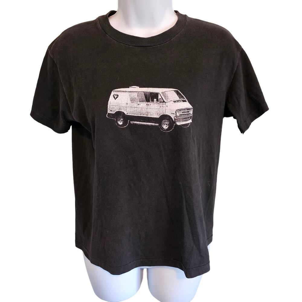Nappy Threads Vintage Y2K Shrunken Tee Black w/ white van fits Women's XS
